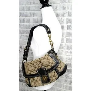 バッグ COACH Legacy Signature shoulder bag Coach Legacy Shoulder Bag Signature Canvas Leather Turn Lock